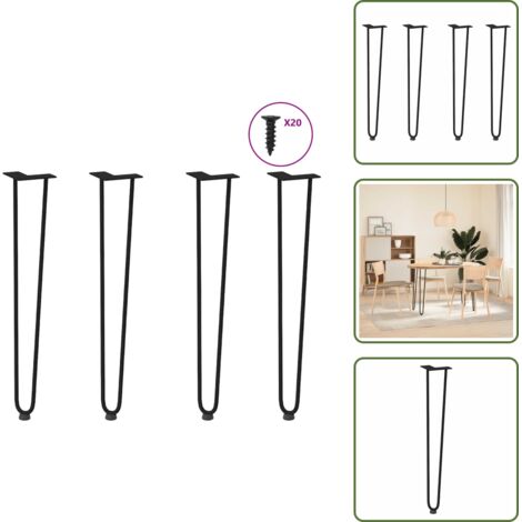 Tavolo da pranzo - vidaXL Gambe a forcina per tavoli consolle 4 pz Nero 72 cm Acciaio massiccio - Scrivania