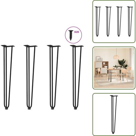 Tavolo da pranzo - vidaXL Gambe a forcina per tavoli consolle 4 pz Nero 72 cm Acciaio massiccio - Scrivania