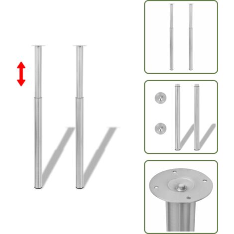 Tavolo da pranzo - vidaXL Gambe Telescopiche Tavolo 2 pz Acciaio Inossidabile 710 mm-1100 mm - Tavolo da cucina