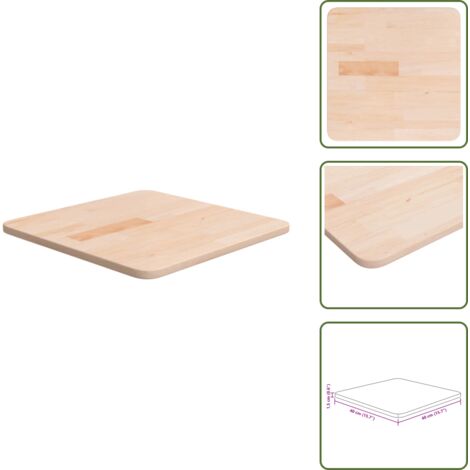 Tavolo da pranzo - vidaXL Piano Tavolo Quadrato 40x40x1,5 cm Massello Rovere Non Trattato - Tavolo da bar