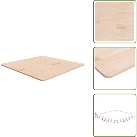 Tavolo da pranzo - vidaXL Piano Tavolo Quadrato 90x90x1,5 cm Massello Rovere Non Trattato - Tavolo da bar