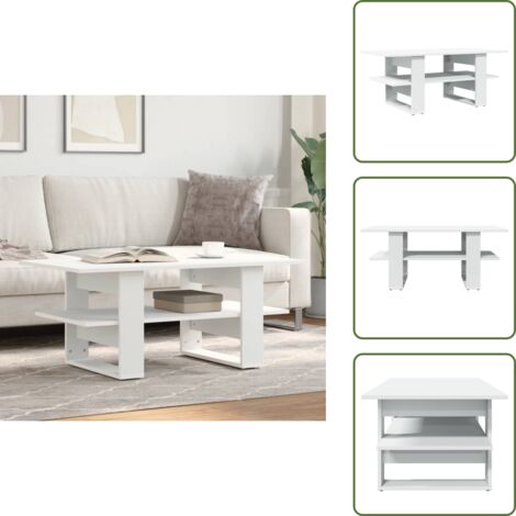 Tavolo da salotto con ripiano - vidaXL Tavolino da Salotto Bianco 102x55x42 cm in Legno Multistrato - Tavolo da salotto con piano robusto