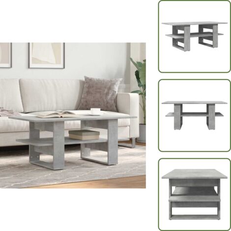 Tavolo da salotto con ripiano - vidaXL Tavolino Salotto Grigio Cemento 102x55x42 cm Legno Multistrato - Tavolo da salotto con superficie liscia