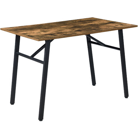 Tavolo da salotto cucina salone rettangolare piano effetto legno scuro e ferro