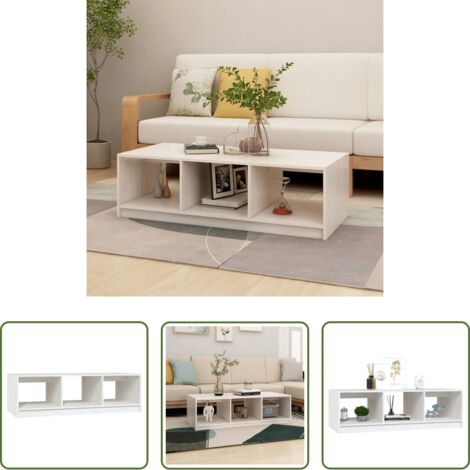 Tavolo da salotto in legno -  Tavolino da Salotto Bianco 110x50x34 cm Legno Massello di Pino