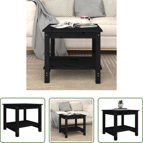 Tavolo da salotto -  Tavolino da Salotto Nero 50x50x45 cm Legno Massello di Pino