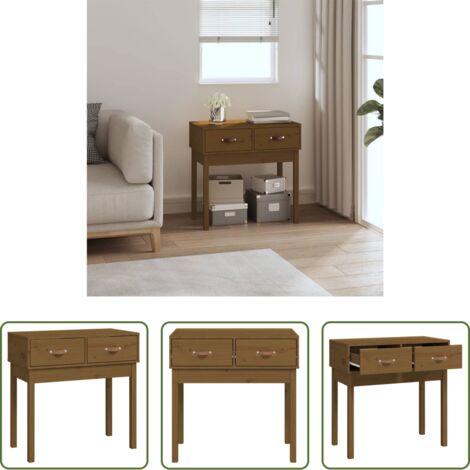 Tavolo da salotto -  Tavolo Consolle Ambra 76,5x40x75 cm in Legno Massello di Pino