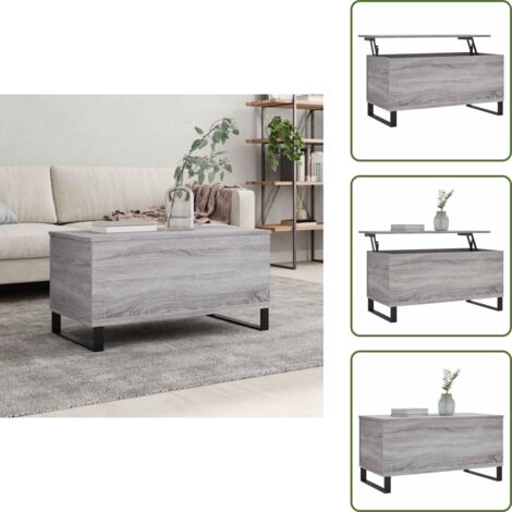 Tavolo da scrivania - vidaXL Tavolino Salotto Grigio Sonoma 90x44,5x45 cm Legno Multistrato - Tavolino con piano sollevabile