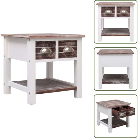 Tavolo da servizio - vidaXL Tavolino Laterale Marrone 40x40x40 cm in Legno di Paulownia - Cassetti
