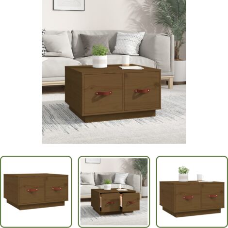 Tavolo da soggiorno -  Tavolino da Salotto ambra 60x53x35 cm Legno Massello di Pino