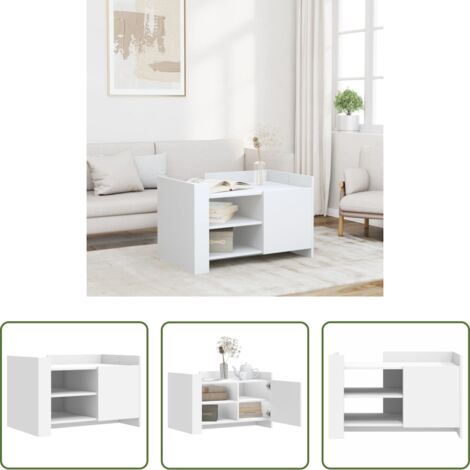 Tavolo da soggiorno -  Tavolino da Salotto Bianco 80x50x50 cm in Legno Multistrato