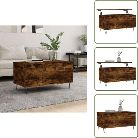 Tavolo da soggiorno - vidaXL Tavolino da Salotto Rovere Fumo 90x44,5x45 cm Legno Multistrato - Tavolino con piano sollevabile