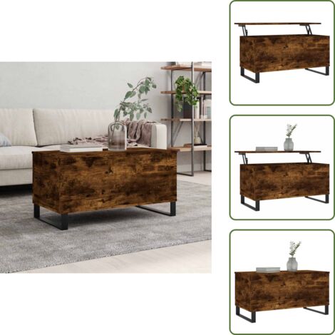 Tavolo da soggiorno - vidaXL Tavolino da Salotto Rovere Fumo 90x44,5x45 cm Legno Multistrato - Tavolino con piano sollevabile