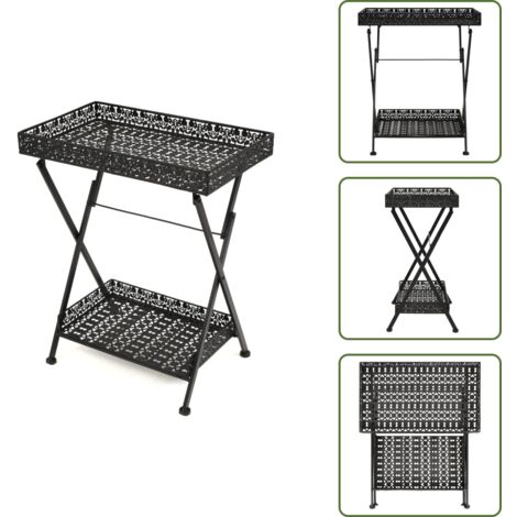 Tavolo da tè per esterno - vidaXL Tavolo da Tè Pieghevole Vintage Metallo 58x35x72 cm Nero -