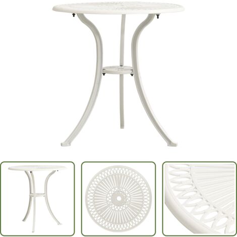 Tavolo da tè - Tavolo da Giardino Bianco 62x62x65 cm in Alluminio Pressofuso
