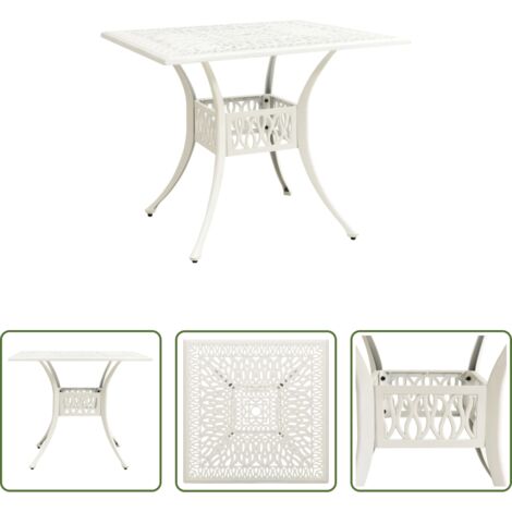 Tavolo da tè - Tavolo da Giardino Bianco 90x90x73 cm in Alluminio Pressofuso