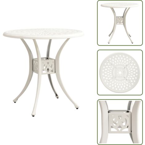 Tavolo da tè - vidaXL Tavolo da Giardino Bianco 78x78x72 cm in Alluminio Pressofuso - Tavolo all'aperto