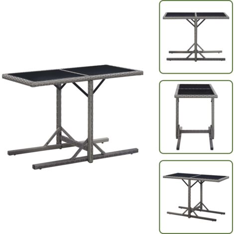 Tavolo da terrazza - vidaXL Tavolo da Giardino Antracite 110x53x72 cm in Vetro e Polyrattan - Tavolo da patio