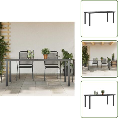 Tavolo da terrazza - vidaXL Tavolo da Giardino Nero 190x90x74 cm in Alluminio e Vetro - Tavolo da patio