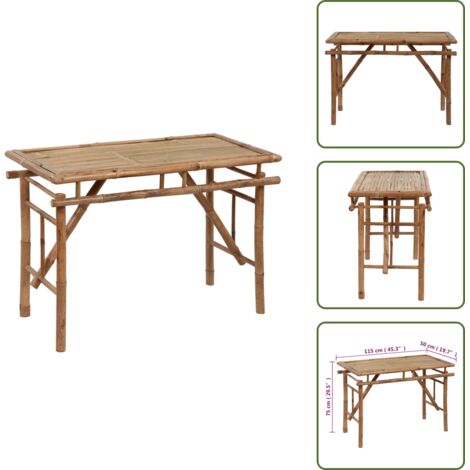 Tavolo da terrazza - vidaXL Tavolo da Giardino Pieghevole 115x50x75 cm Bambù - Tavolo da campeggio