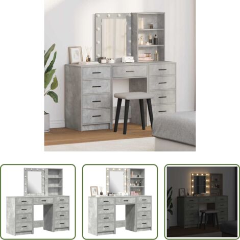 Tavolo da toeletta con cassetto -  Tavolo da Trucco con cassetto 3 pcs Grigio 40 x 41 x 135 cm