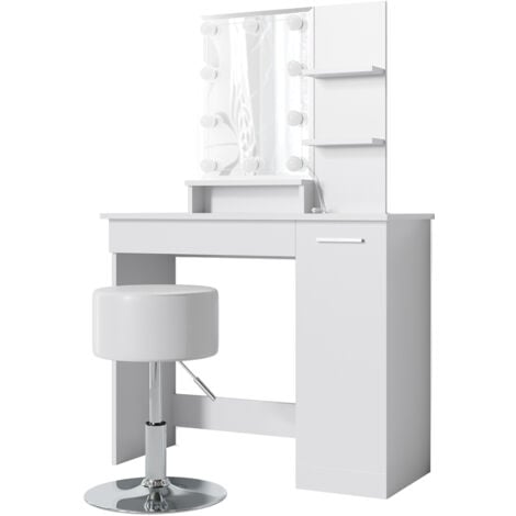 SET TOELETTA PER Trucco con Sgabello,con Specchio a Forma di  Ventaglio,Bianco EUR 137,99 - PicClick IT