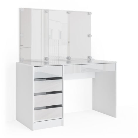 Tavolo da toeletta Sherry, Bianco, 120 cm con illuminazione a LED, Vicco