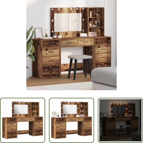 Tavolo da trucco con cassetto -  Tavolo da Trucco con cassetto 3 pcs Marrone 40 x 41 x 135 cm