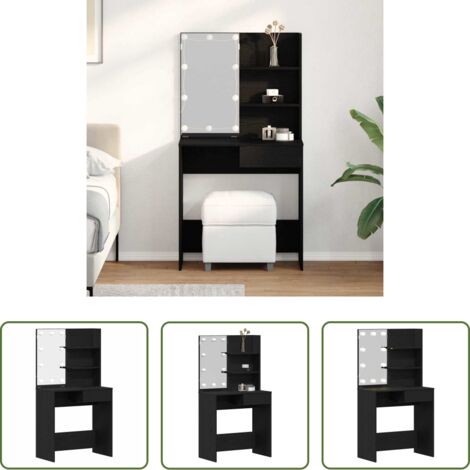 Tavolo da trucco con cassetto -  Tavolo da Trucco con cassetto Rovere Nero 74,5 x 40 x 141 cm