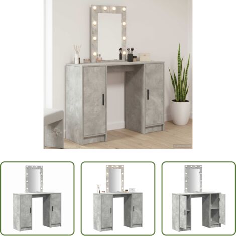 Tavolo da trucco con specchio -  Tavolo da Trucco con porta Grigio chiaro 102 x 33 x 135 cm