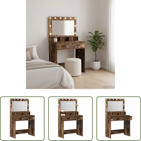 Tavolo da trucco con specchio -  Tavolo da Trucco Rovere fumé 79 x 41 x 135 cm Legno multistrato