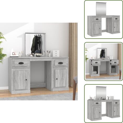 Tavolo da trucco - vidaXL Toeletta con Specchio Grigio Sonoma 130x50x132,5 cm - Toeletta grigia