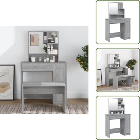 Tavolo da trucco - vidaXL Toeletta con Specchio Grigio Sonoma 86,5x35x136 cm - Toeletta grigio sonoma