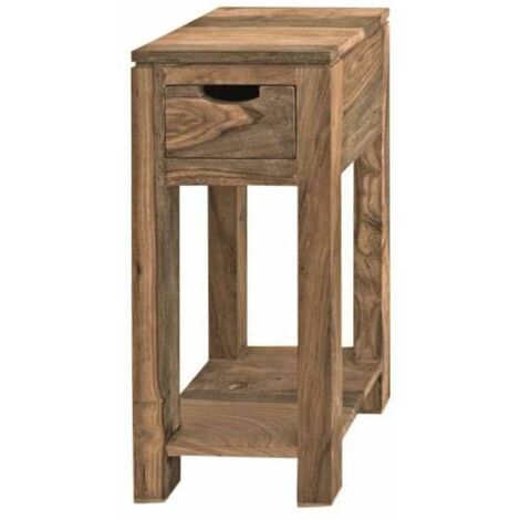 tavolo d'appoggio in legno di Sheesham / palissandro 29x29x65 grigio scuro oliato NATURE GREY 31