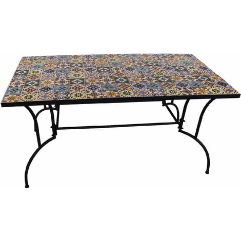 LIFEINGARDEN Tavolo decoro mosaico 'flower i' cm 150 x 80 x h.73