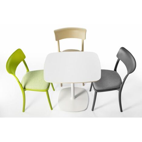 TAVOLO DESIGN BLOUM BASE IN GHISA E PIANO IN MULTISTRATO LAMINATO - BIANCO - H. 74 Dimensione del piano 75x60 cm