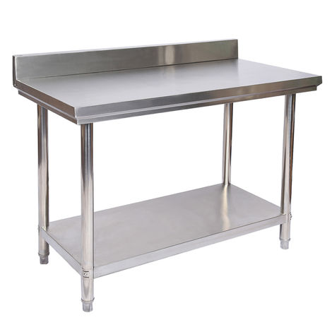 HBM 122 cm. Carrello portautensili / banco da lavoro in acciaio inox prof.  con piano in legno 