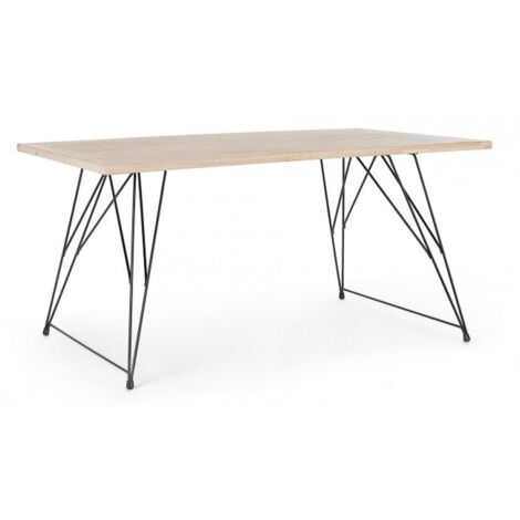 Tavolo District rettangolare, con gambe, piano in rubber wood, stile vintage -160 x 90 cm