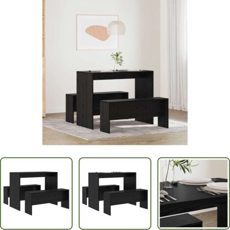 Tavolo e panca -  Set da pranzo 2 pcs Rovere nero Legno multistrato