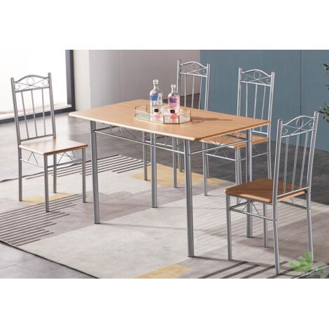 Tavolo e sedia da cucina con struttura in acciaio e MDF.