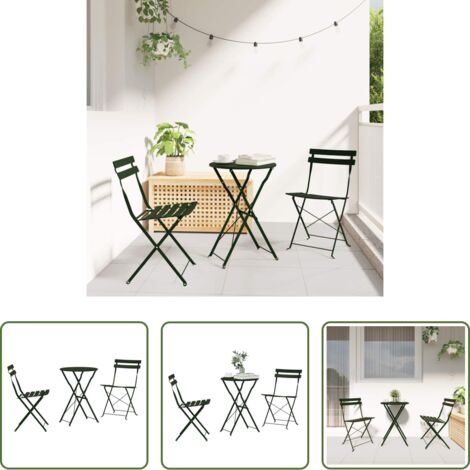 Tavolo e sedie in acciaio -  Set Bistro Pieghevole 3 pcs Foresta Acciaio