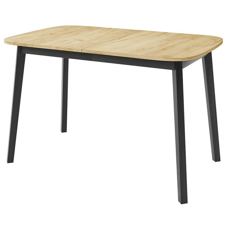 Mobilier1 - Tavolo Edmond 110, Quercia dorata artigianale + Nero, 77x80x130cm, Estensione, Truciolare laminato, Legno