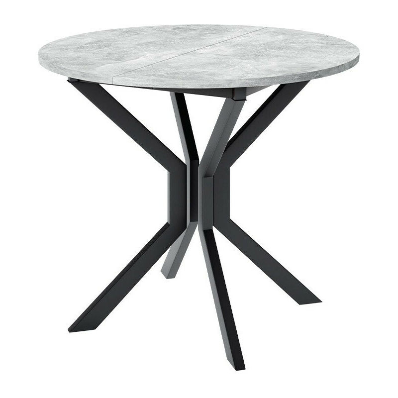 Mobilier1 - Tavolo Edmond 111, Marmo grigio + Nero, 77cm, Estensione, Truciolare laminato, Metallo