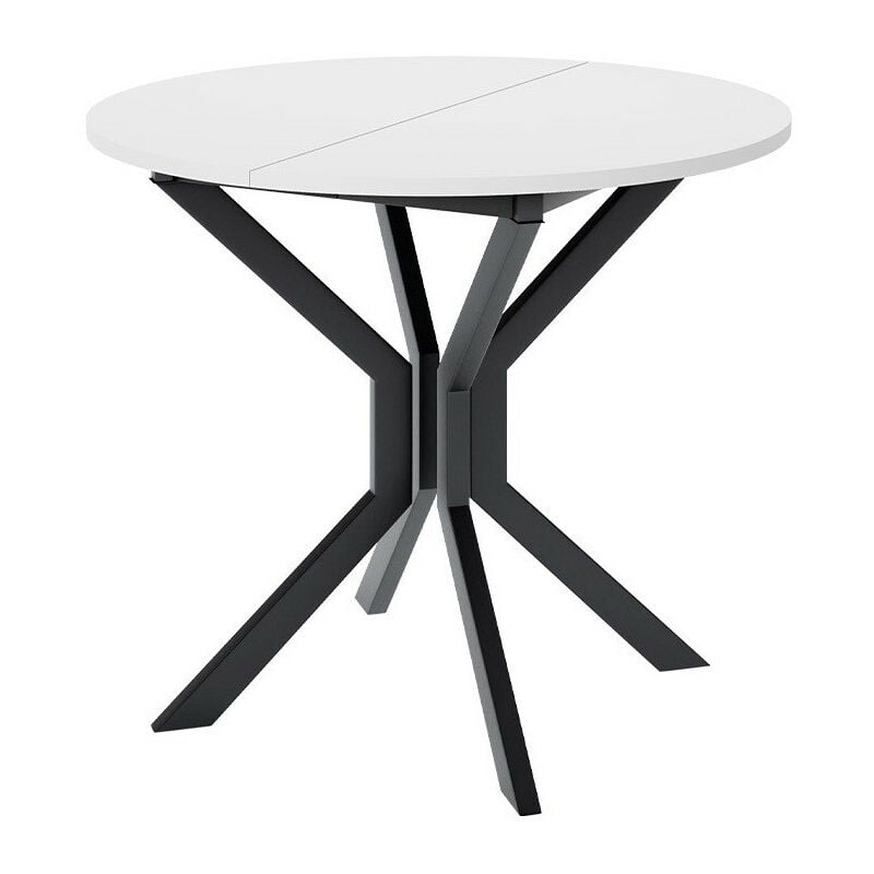 Mobilier1 - Tavolo Edmond 111, Bianco + Nero, 77cm, Estensione, Truciolare laminato, Metallo