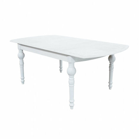 Tavolo estensibile 150/190 cm da interno sala da pranzo cucina in legno bianco lavorato Dorian