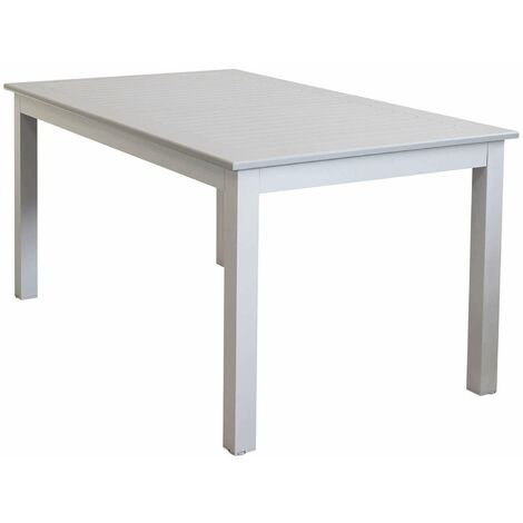 Tavolo estensibile 150/210 cm da esterno con struttura in alluminio e piano effetto doghe Eracle -  Beige