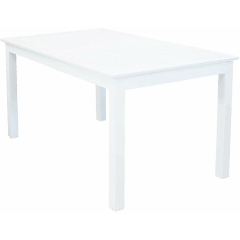 Tavolo estensibile 150/210 cm da esterno con struttura in alluminio e piano effetto doghe Eracle -  White
