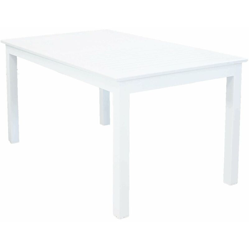 Gardeness - Tavolo estensibile 150/210 cm da esterno con struttura in alluminio e piano effetto doghe Eracle - White