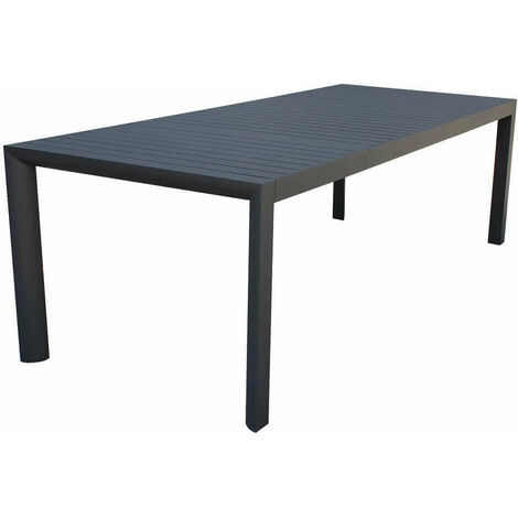 Tavolo estensibile 160/240 cm da giardino con struttura in alluminio e piano con doghe orizzontali Abraham -  Black