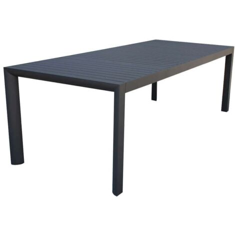 Tavolo estensibile 160/240 cm da giardino con struttura in alluminio e piano con doghe orizzontali Abraham - Black
